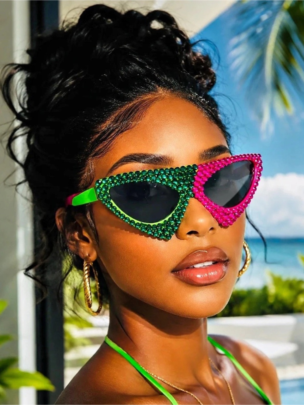 Color Block Cat Eye Sunglasses